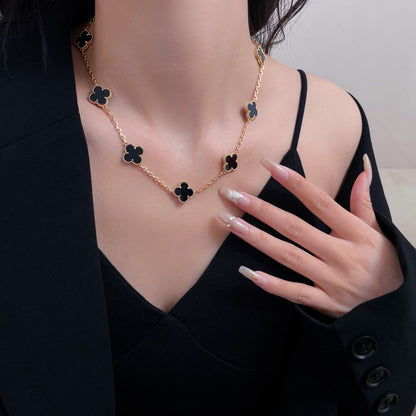[⭐Shinejoy]CLOVER 10 MOTIFS ONYX NECKLACE