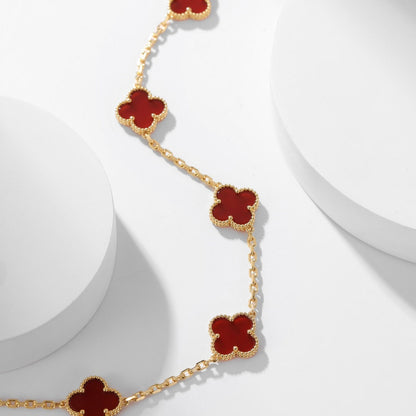 [⭐Shinejoy]CLOVER 10 MOTIFS CARNELIAN NECKLACE