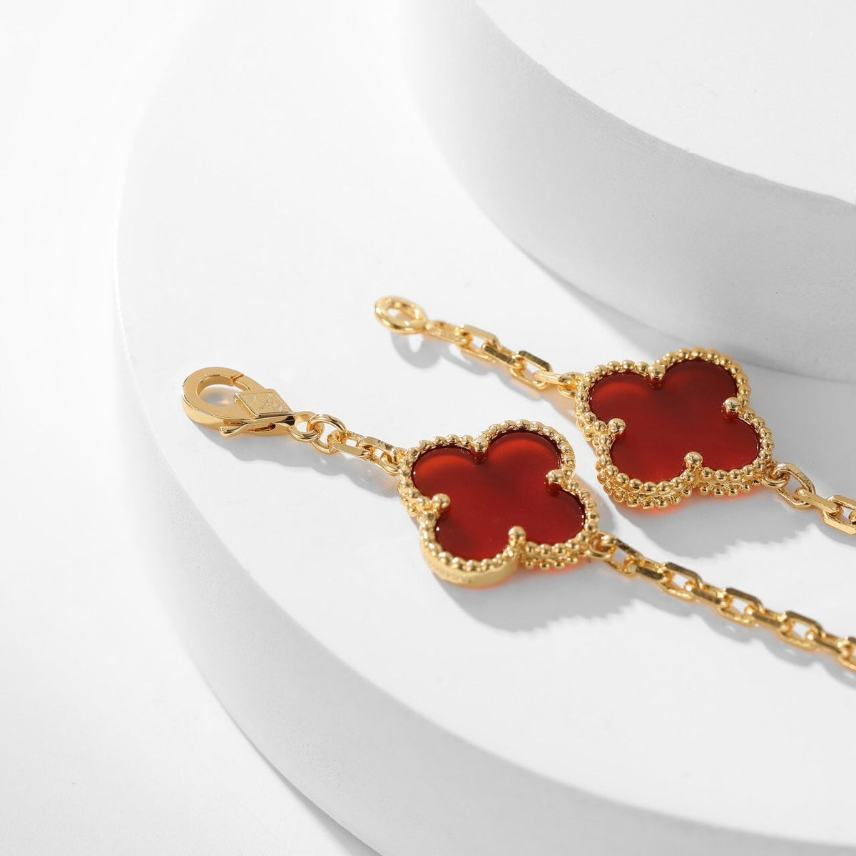[⭐Shinejoy]CLOVER 10 MOTIFS CARNELIAN NECKLACE