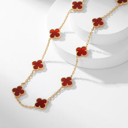 [⭐Shinejoy]CLOVER 10 MOTIFS CARNELIAN NECKLACE