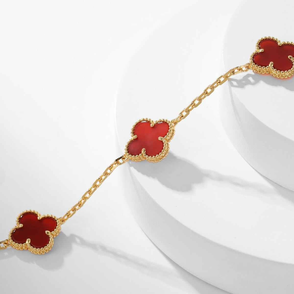 [⭐Shinejoy]CLOVER 10 MOTIFS CARNELIAN NECKLACE