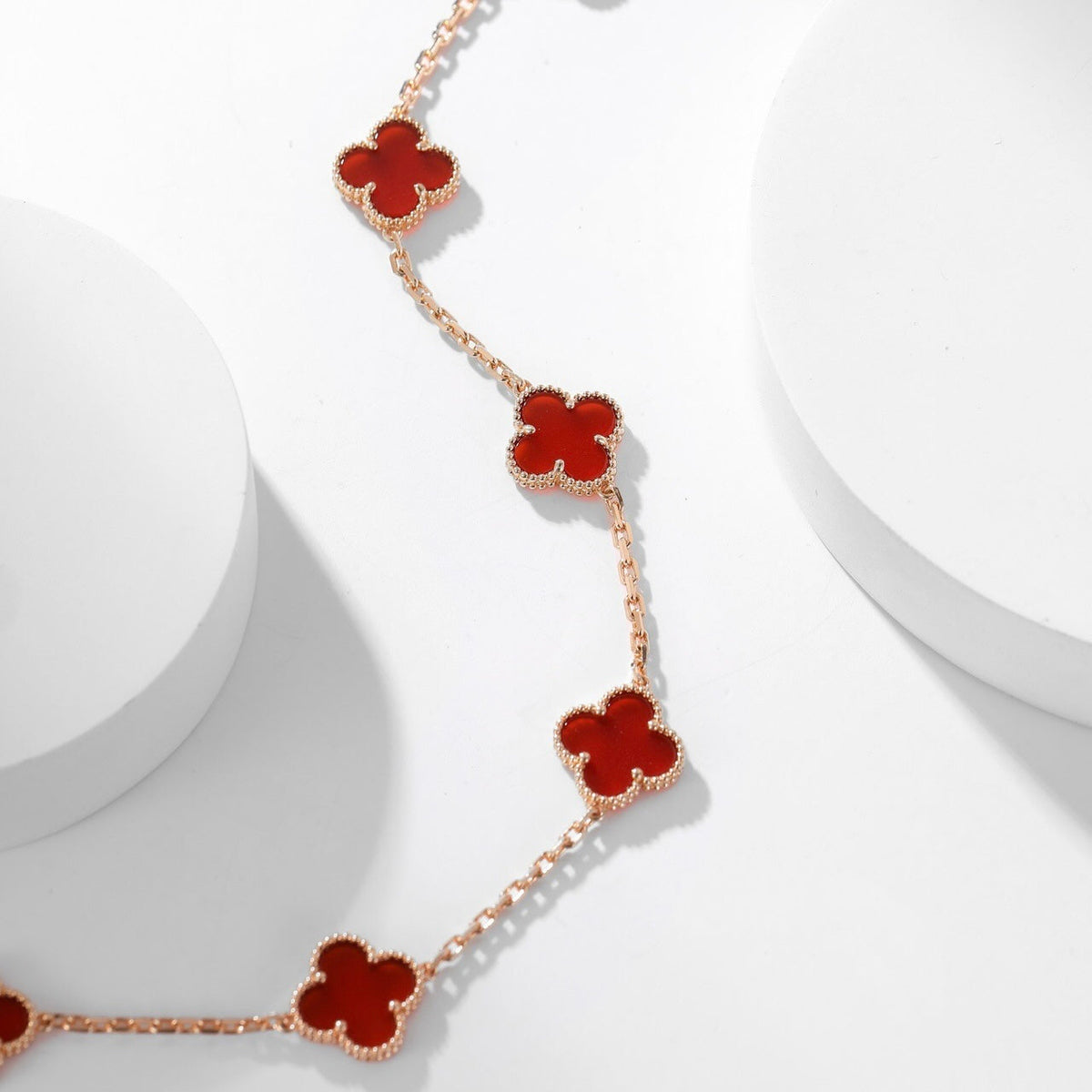 [⭐Shinejoy]CLOVER 10 MOTIFS CARNELIAN NECKLACE