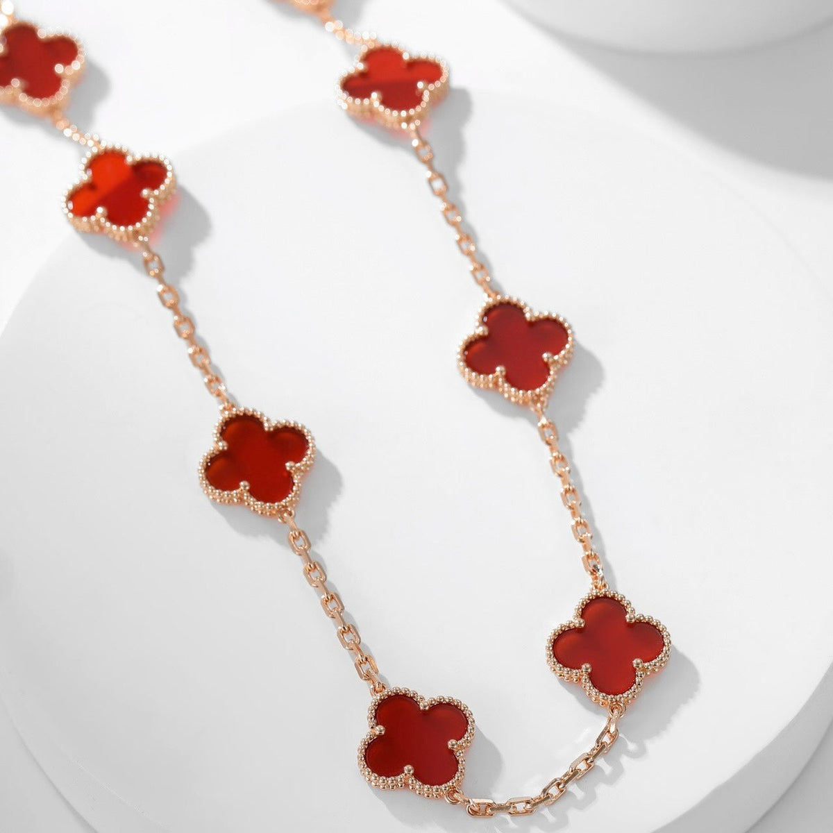 [⭐Shinejoy]CLOVER 10 MOTIFS CARNELIAN NECKLACE