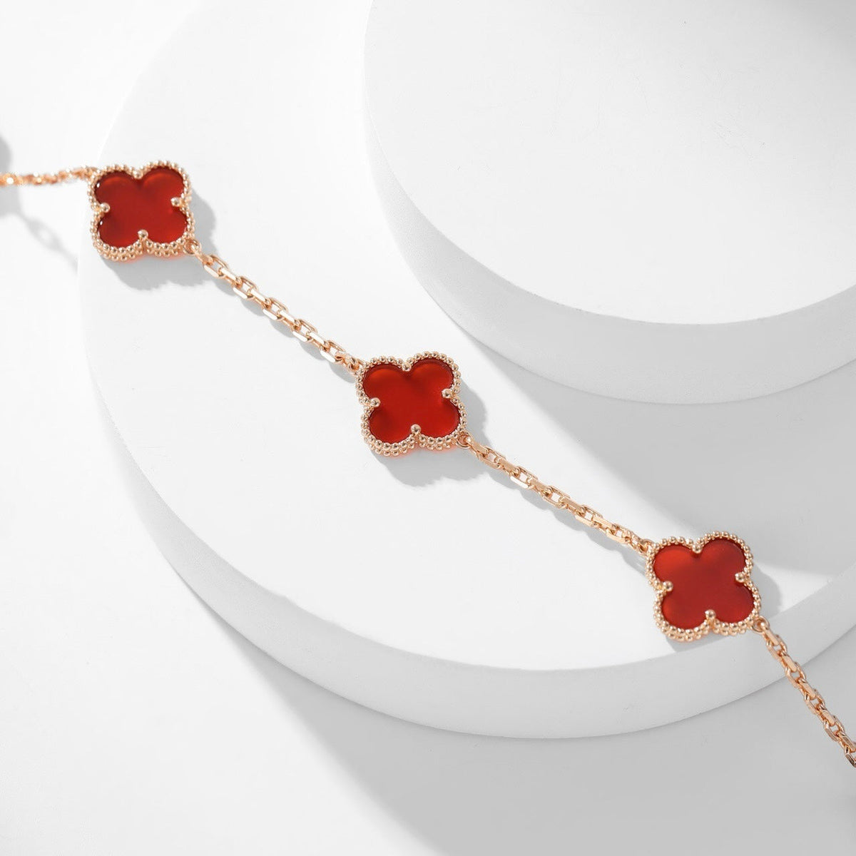 [⭐Shinejoy]CLOVER 10 MOTIFS CARNELIAN NECKLACE