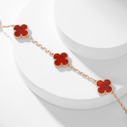 [⭐Shinejoy]CLOVER 10 MOTIFS CARNELIAN NECKLACE