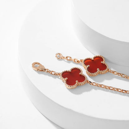 [⭐Shinejoy]CLOVER 10 MOTIFS CARNELIAN NECKLACE