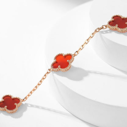 [⭐Shinejoy]CLOVER 10 MOTIFS CARNELIAN NECKLACE