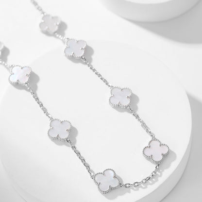[⭐Shinejoy]CLOVER 10 MOTIFS WHITE MOTHER OF PEARL NECKLACE