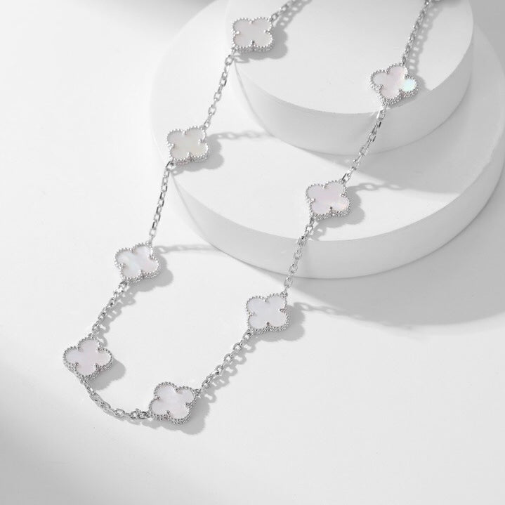 [⭐Shinejoy]CLOVER 10 MOTIFS WHITE MOTHER OF PEARL NECKLACE