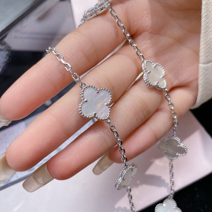 [⭐Shinejoy]CLOVER 10 MOTIFS WHITE MOTHER OF PEARL NECKLACE