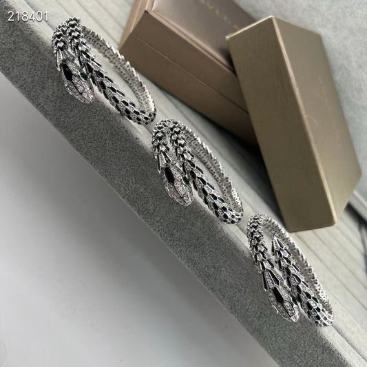 [⭐Shinejoy]NEW OBSIDIAN & DIAMOND SERPENT BRACELET