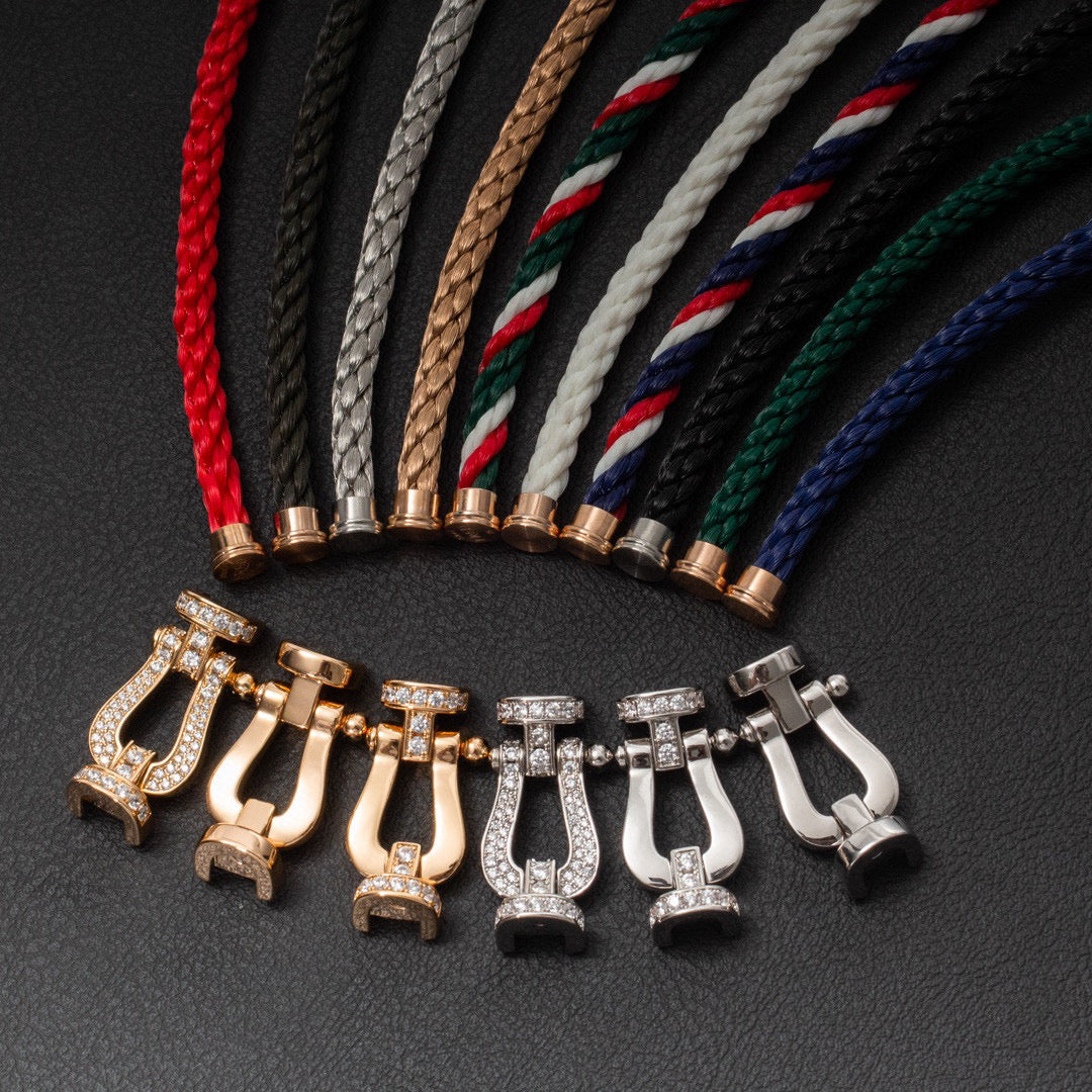 [⭐Shinejoy]FORCE LARGE HORSESHOE HALF DIAMOND BRACELET SILVER