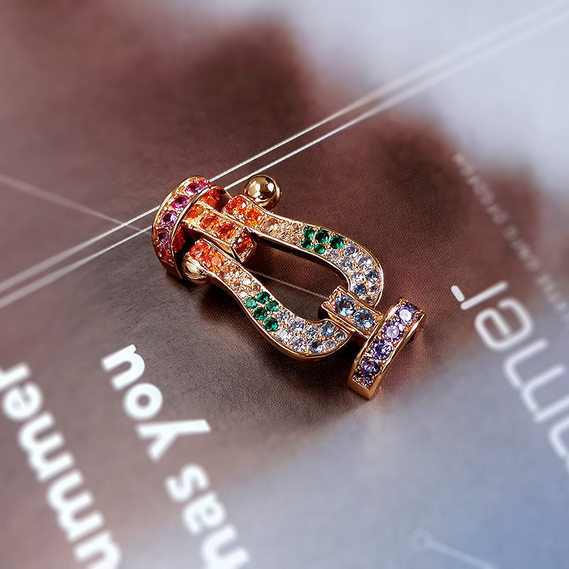 [⭐Shinejoy]FORCE LARGE HORSESHOE  COLORED DIAMOND BRACELET ROSE GOLD