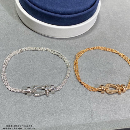 [⭐Shinejoy]FORCE SMALL HORSESHOE  DIAMOND CHAIN ROPE BRACELET