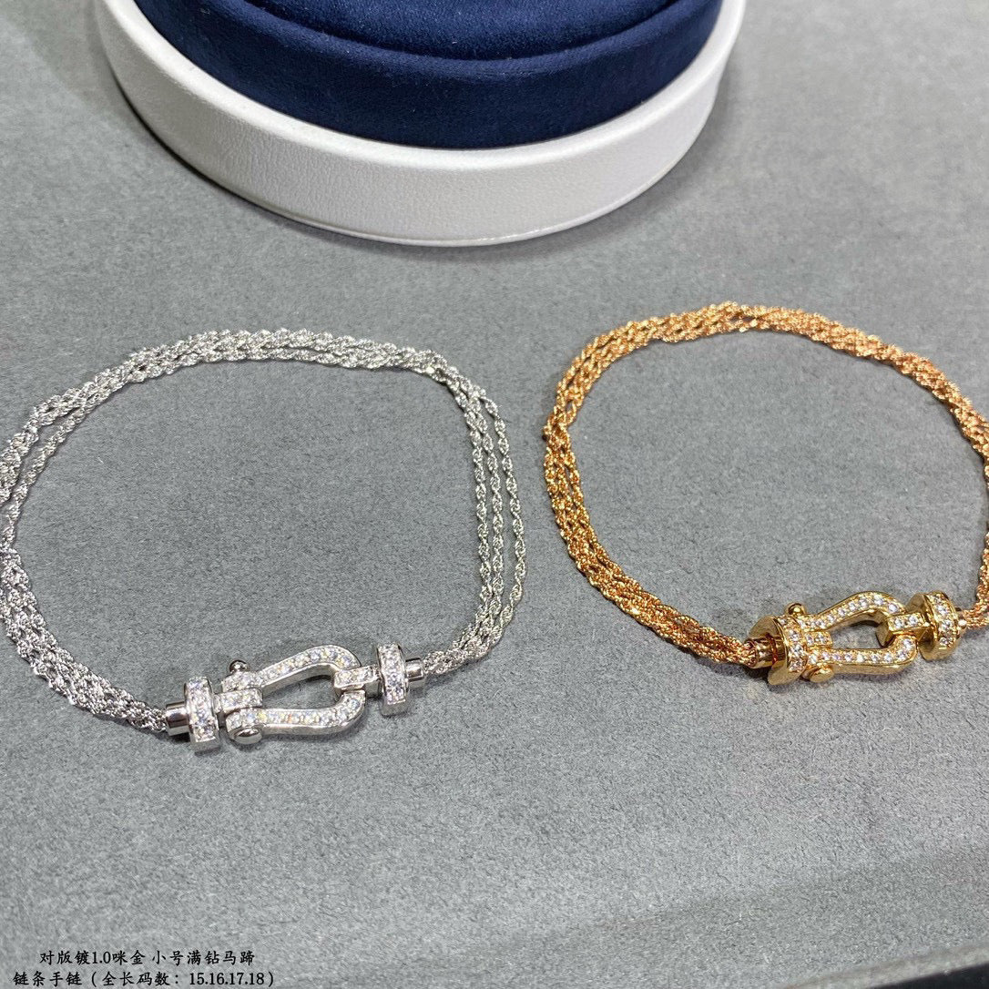 [⭐Shinejoy]FORCE SMALL HORSESHOE  DIAMOND CHAIN ROPE BRACELET