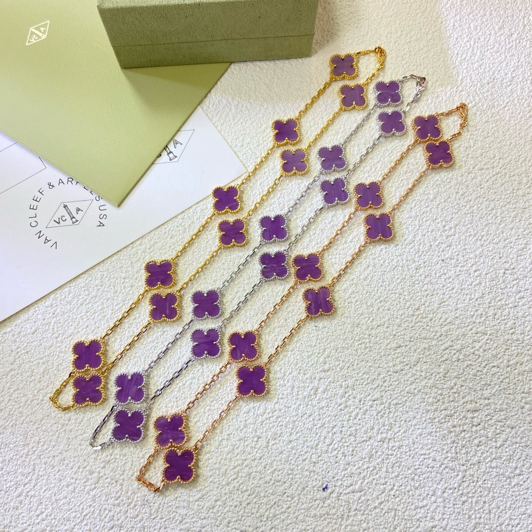 [⭐Shinejoy Jewelry]CLOVER 10 MOTIFS  PURPLE VIOLET  NECKLACE