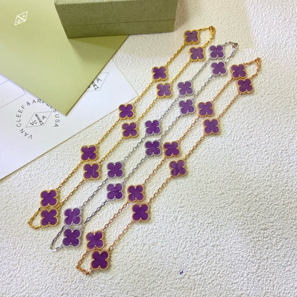 [⭐Shinejoy Jewelry]CLOVER 10 MOTIFS  PURPLE VIOLET  NECKLACE