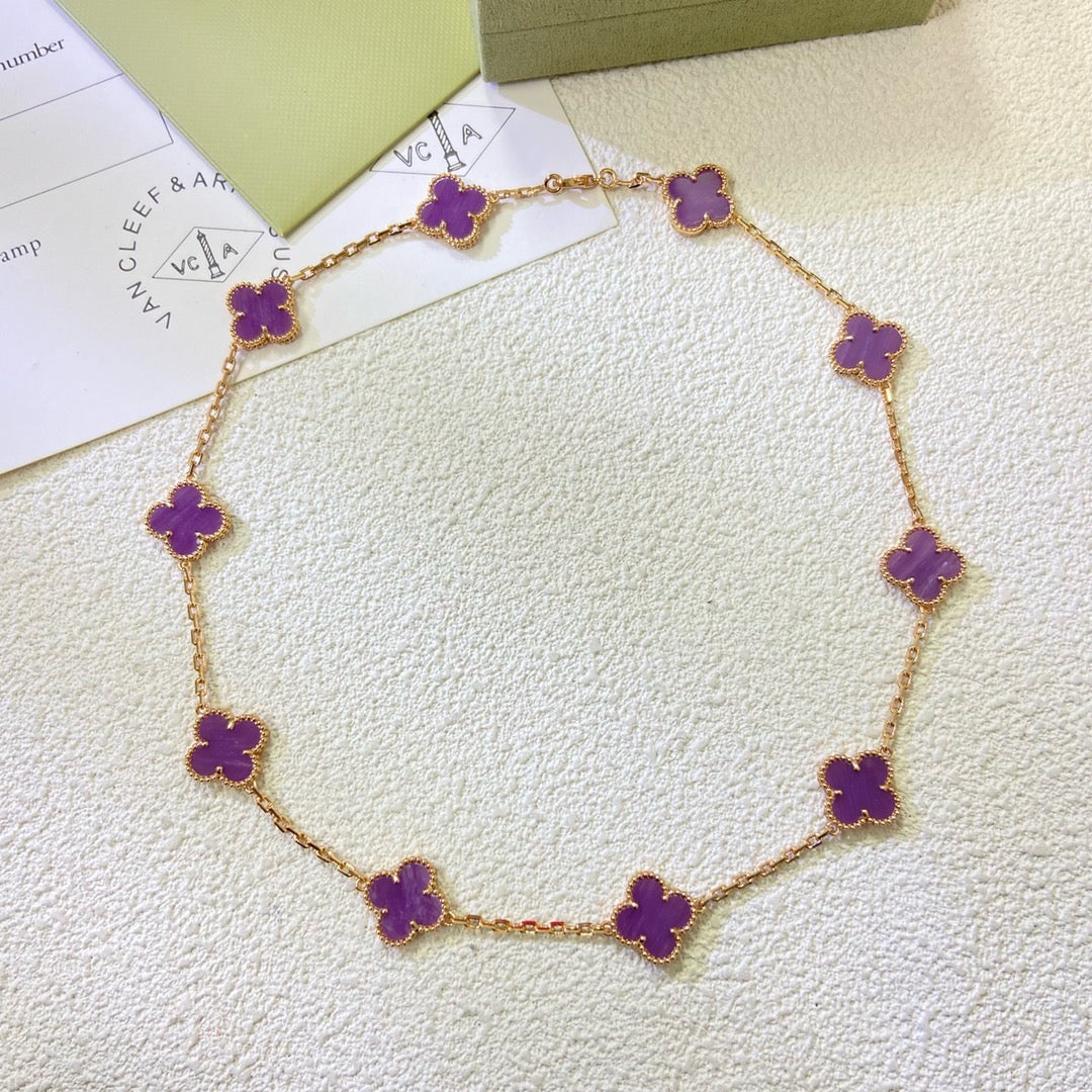 [⭐Shinejoy Jewelry]CLOVER 10 MOTIFS  PURPLE VIOLET  NECKLACE