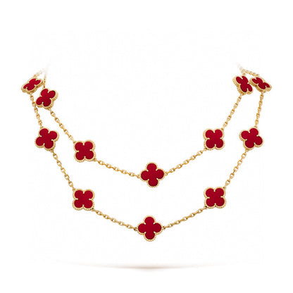 [⭐Shinejoy]CLOVER 20 MOTIFS CARNELIAN NECKLACE
