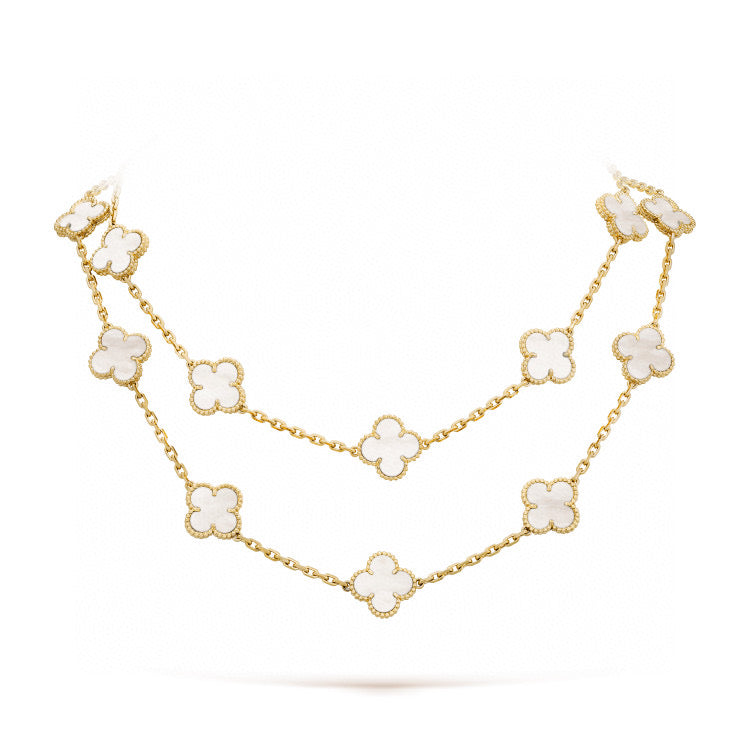 [⭐Shinejoy]CLOVER 20 MOTIFS WHITE MOP NECKLACE