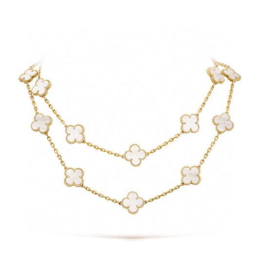[⭐Shinejoy]CLOVER 20 MOTIFS WHITE MOP NECKLACE