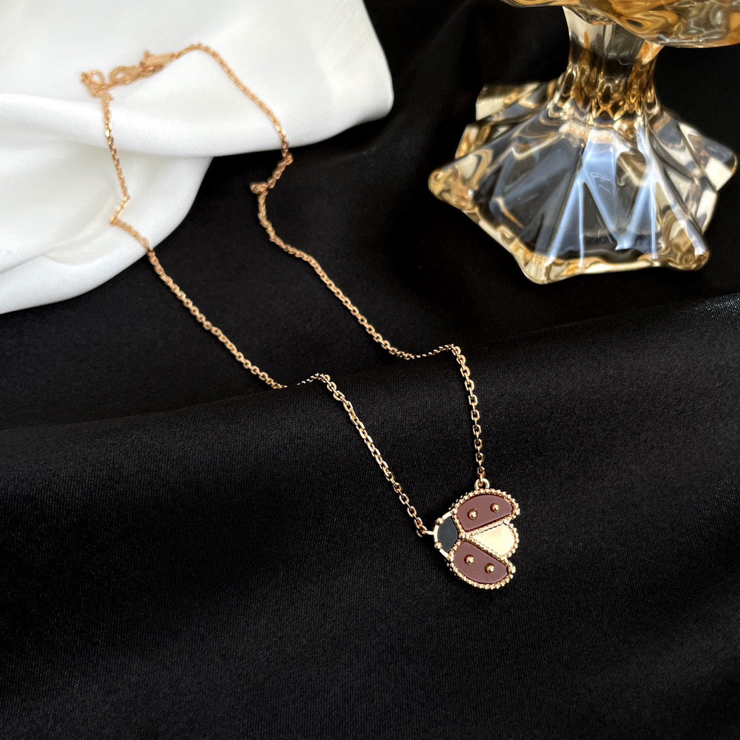 [⭐Shinejoy]LUCKY  CARNELIANS LADYBUG NECKLACE