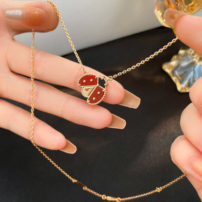 [⭐Shinejoy]LUCKY  CARNELIANS LADYBUG NECKLACE