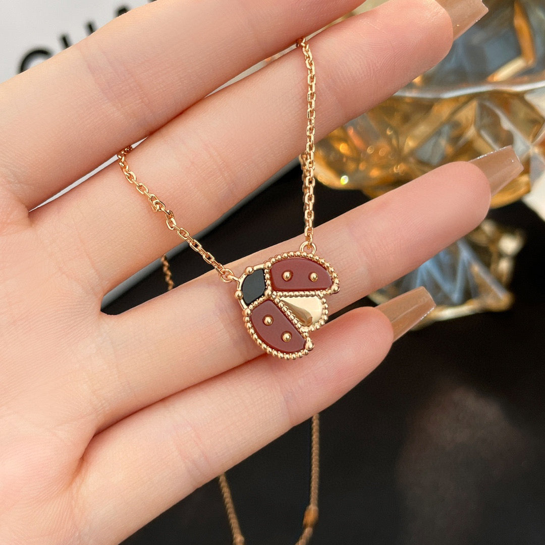 [⭐Shinejoy]LUCKY  CARNELIANS LADYBUG NECKLACE