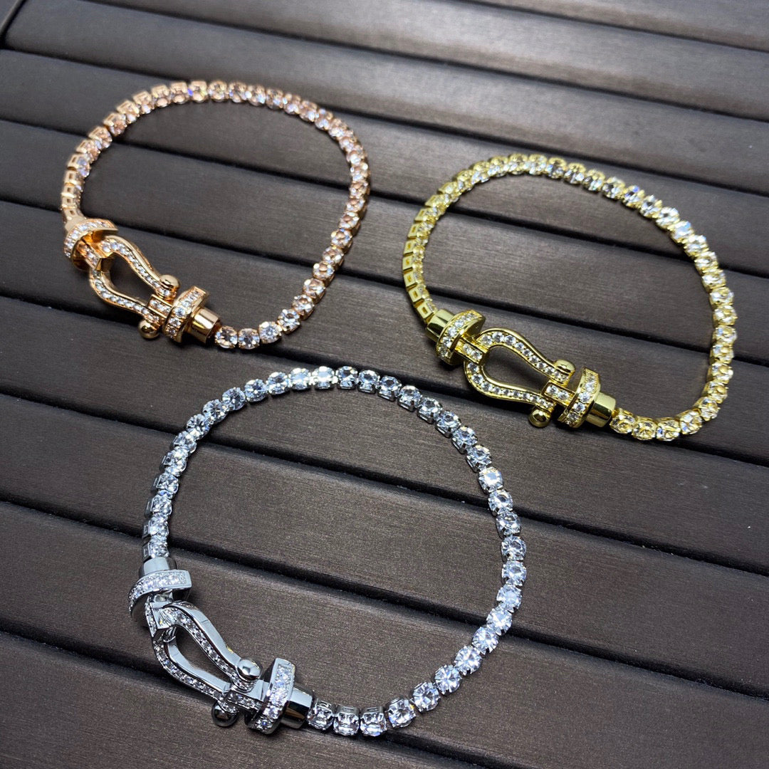 [⭐Shinejoy]FORCE  LARGE HORSESHOE FULL DIAMOND TENNIS BRACELET