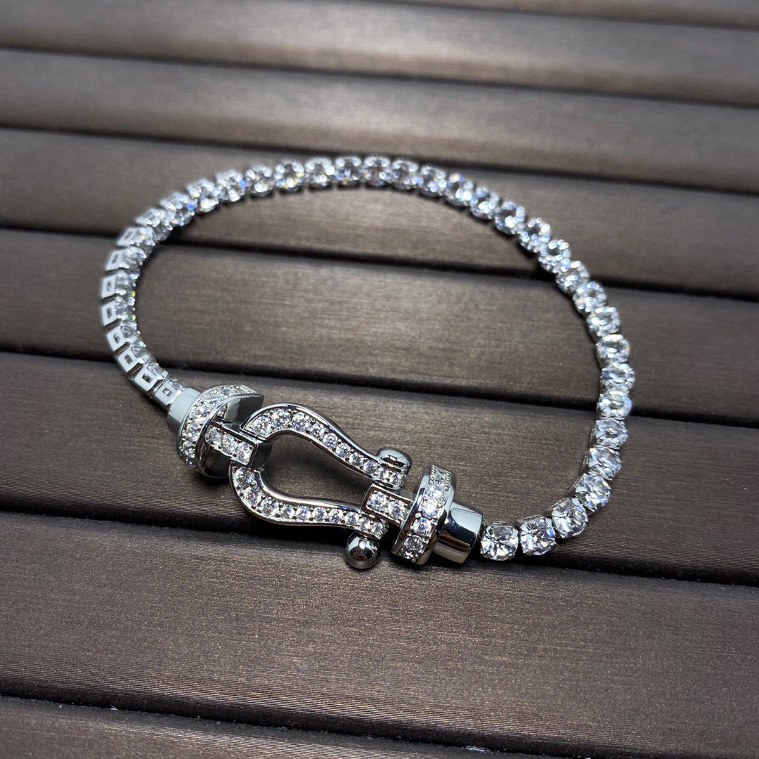 [⭐Shinejoy]FORCE  LARGE HORSESHOE FULL DIAMOND TENNIS BRACELET