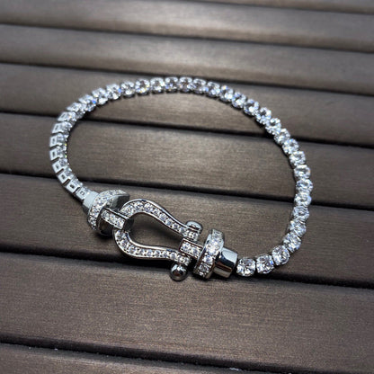 [⭐Shinejoy]FORCE  LARGE HORSESHOE FULL DIAMOND TENNIS BRACELET