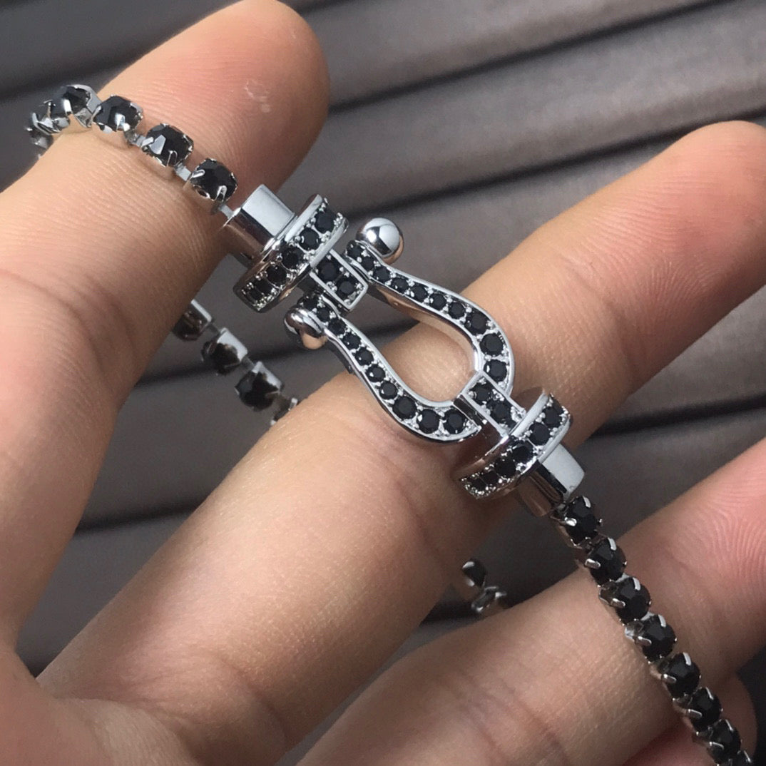 [⭐Shinejoy]FORCE  LARGE HORSESHOE FULL DIAMOND TENNIS BRACELET
