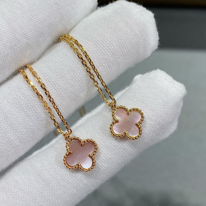 [⭐Shinejoy]CLOVER 15MM PINK MOTHER-OF-PEARL SINGLE FLOWER NECKLACE