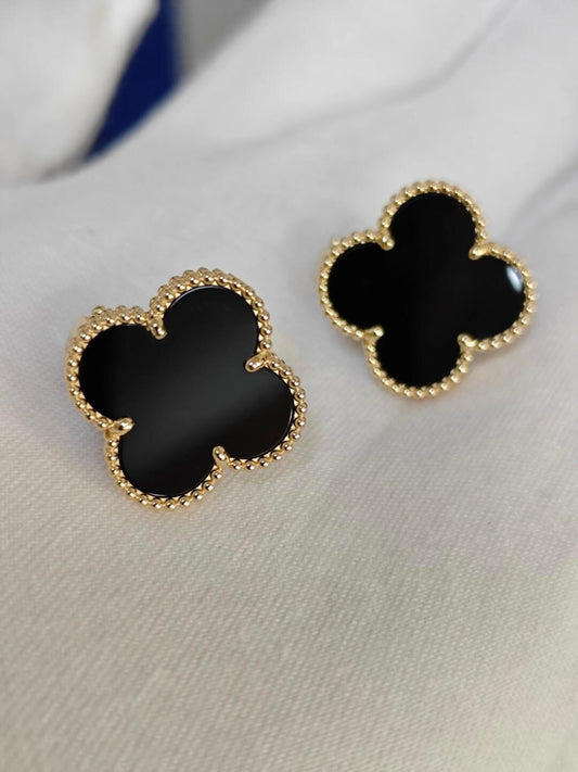 [⭐Shinejoy]CLOVER 20MM BLACK MOP EARRINGS