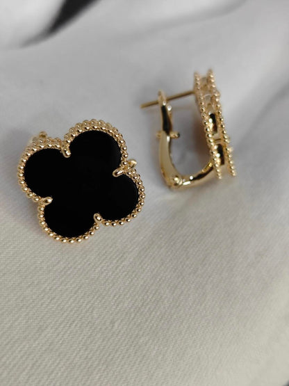 [⭐Shinejoy]CLOVER 20MM BLACK MOP EARRINGS