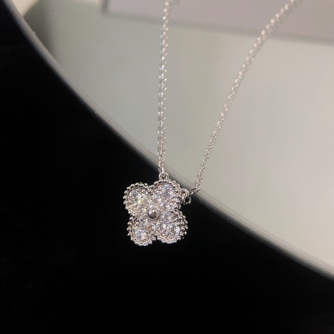 [⭐Shinejoy]CLOVER 15MM DIAMOND SINGLE FLOWER NECKLACE