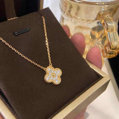 [⭐Shinejoy]CLOVER 15MM DIAMOND SINGLE FLOWER NECKLACE
