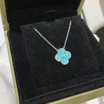 [⭐Shinejoy]CLOVER 15MM DIAMOND SVRES PORCELAIN  NECKLACE SILVER