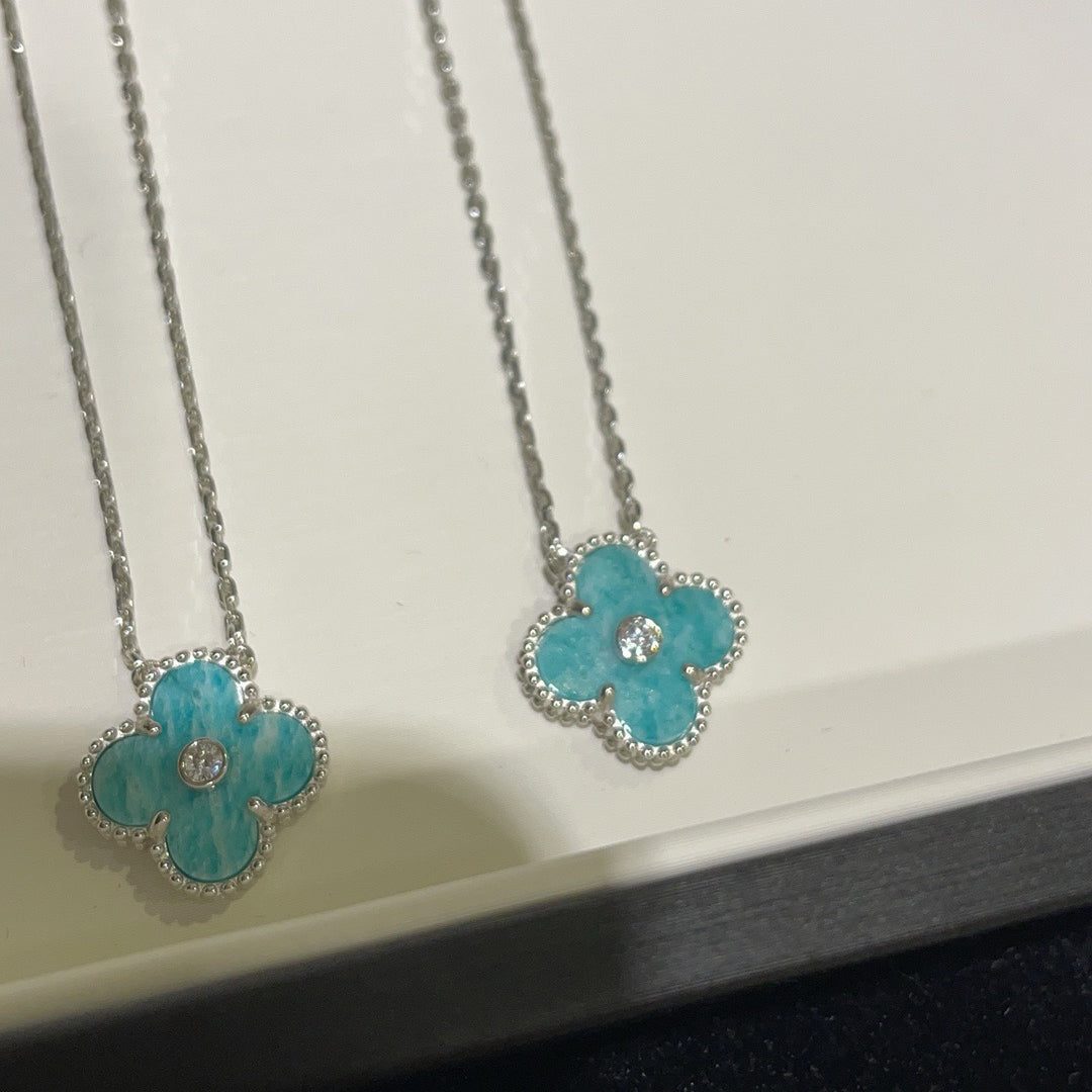 [⭐Shinejoy]CLOVER 15MM DIAMOND SVRES PORCELAIN  NECKLACE SILVER