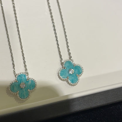 [⭐Shinejoy]CLOVER 15MM DIAMOND SVRES PORCELAIN  NECKLACE SILVER