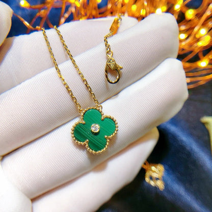 [⭐Shinejoy]CLOVER 15MM DIAMOND TURQUOISE NECKLACE