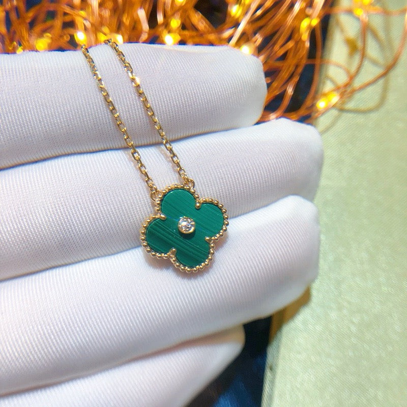 [⭐Shinejoy]CLOVER 15MM DIAMOND TURQUOISE NECKLACE