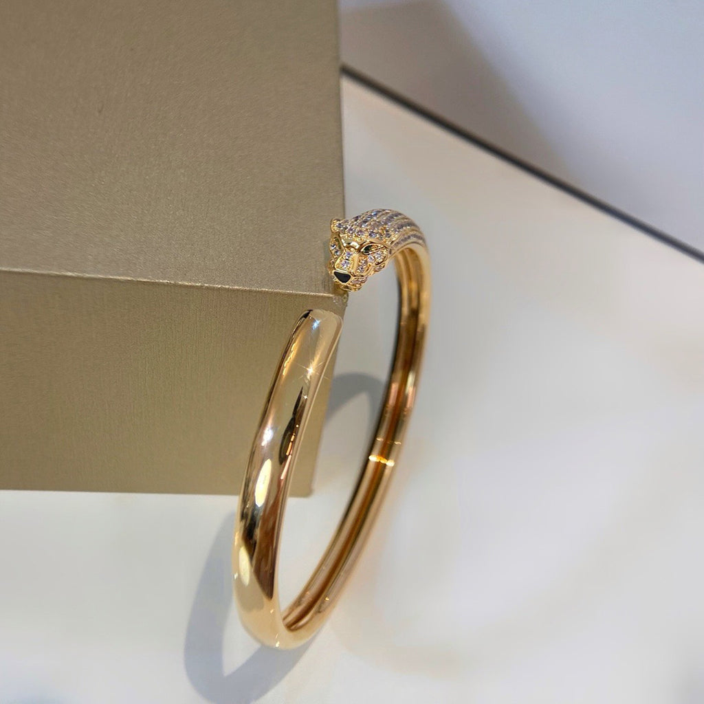[⭐Shinejoy]PANTHERE HALF DIAMOND OPEN BRACELET