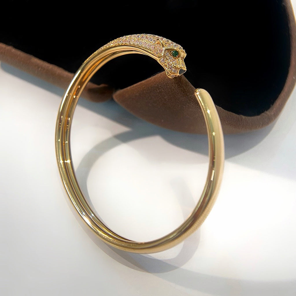 [⭐Shinejoy]PANTHERE HALF DIAMOND OPEN BRACELET