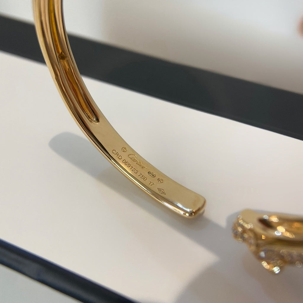 [⭐Shinejoy]PANTHERE HALF DIAMOND OPEN BRACELET