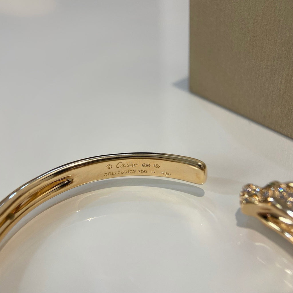 [⭐Shinejoy]PANTHERE HALF DIAMOND OPEN BRACELET
