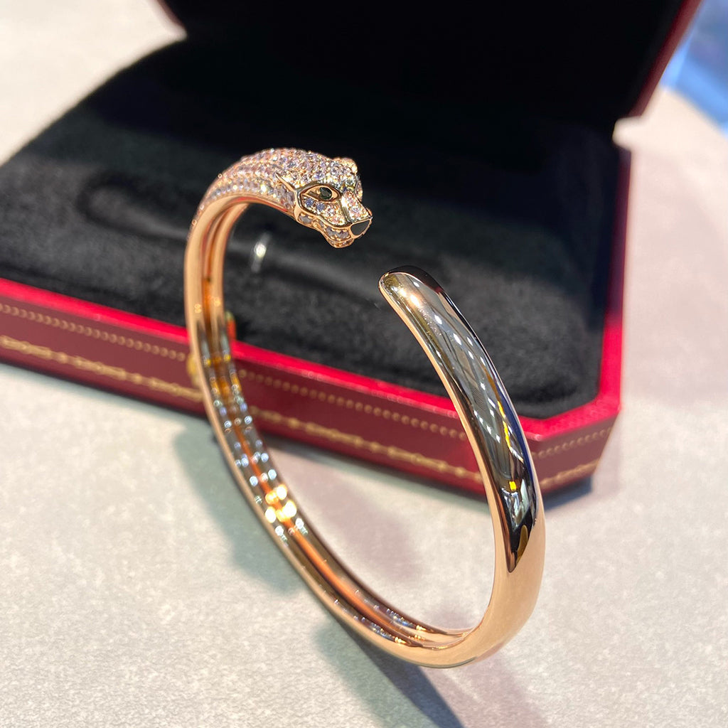 [⭐Shinejoy]PANTHERE HALF DIAMOND OPEN BRACELET