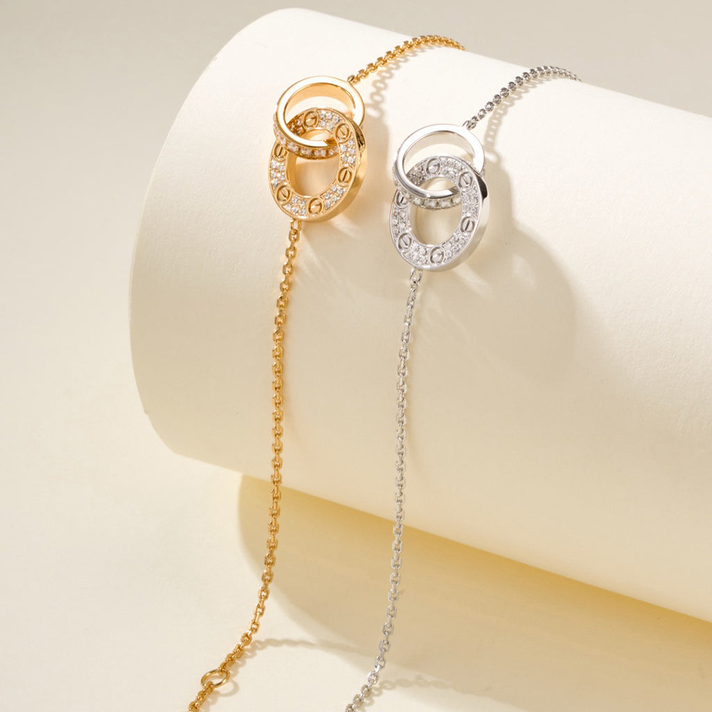 [⭐Shinejoy]LOVE DOUBLE RING FULL DIAMOND BRACELET