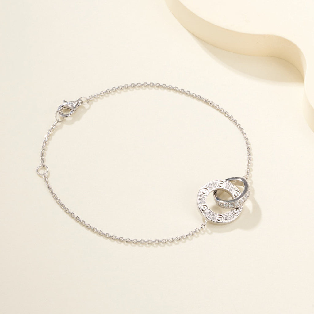 [⭐Shinejoy]LOVE DOUBLE RING FULL DIAMOND BRACELET