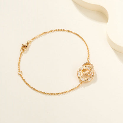 [⭐Shinejoy]LOVE DOUBLE RING FULL DIAMOND BRACELET